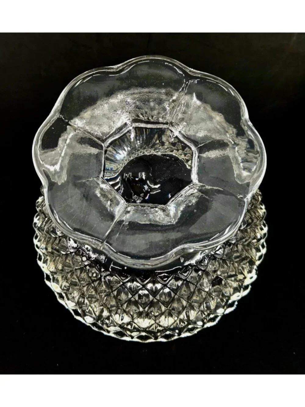 Fairy Lamp, Indiana Glass Fairy Light Candle Holder w/diamond pattern